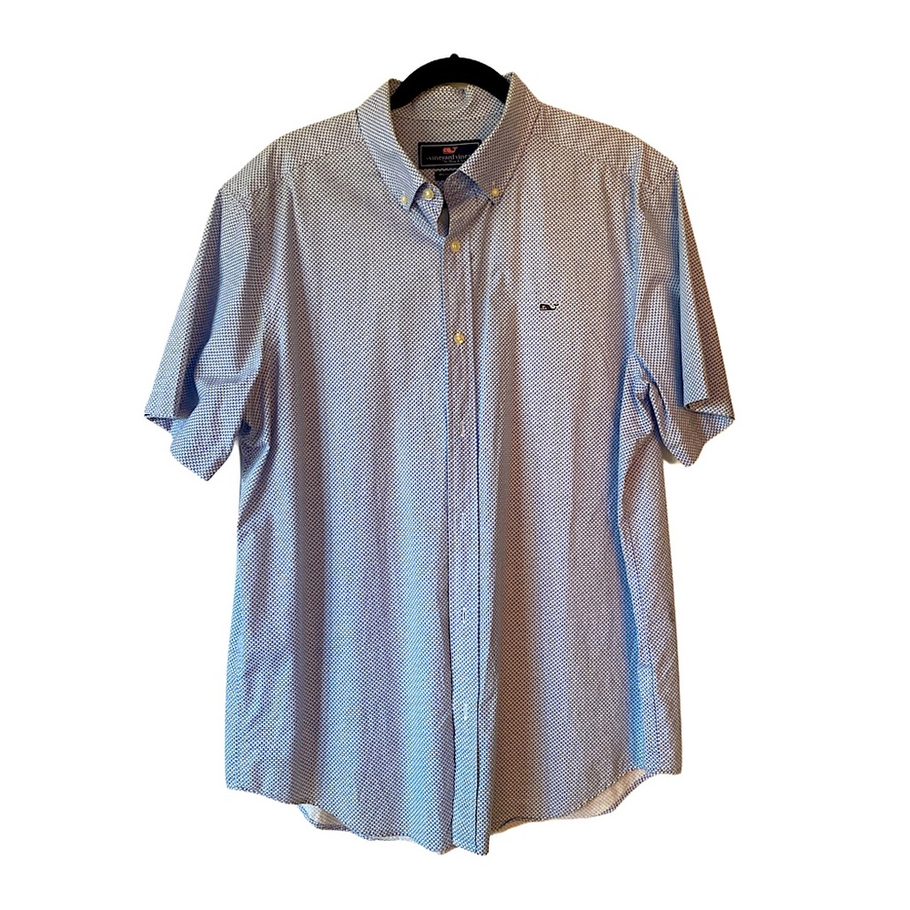 Vineyard Vines Mens L Button Down Whale Shirt Short Sleeve